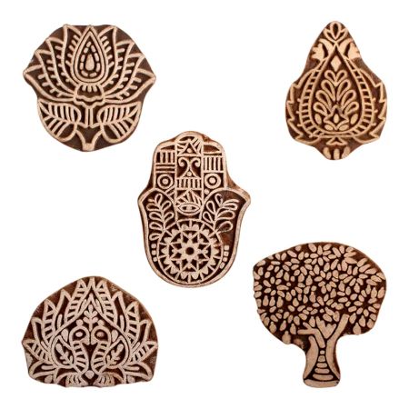 Set of 5 Piece New Mix Wooden Printing Block